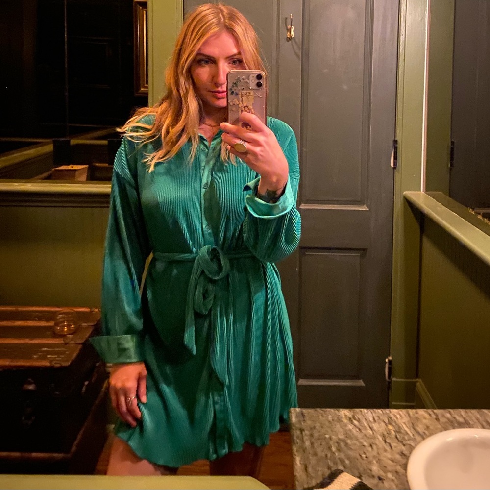 12th Tribe Cara green mini dress